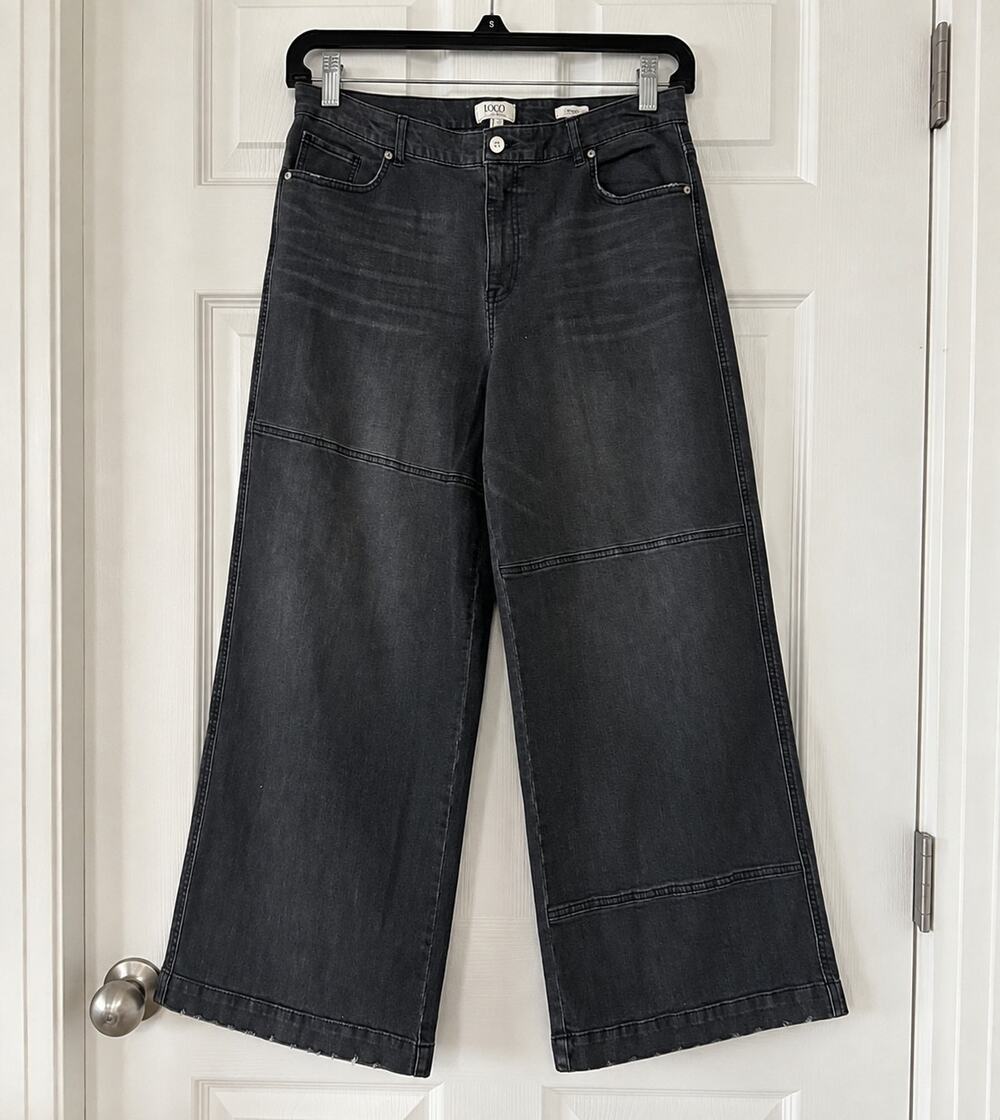 LOGO by Lori Goldstein Wide Leg Jeans – Black Wash – Size 16